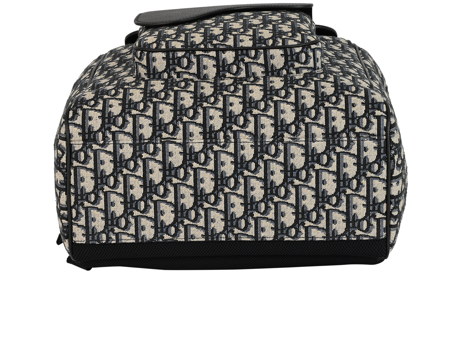 Saddle Backpack With Flap, &pound;1,400, Handbags, Black/Blue, Canvas/Leather, Top view